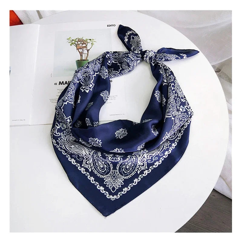 2023 Fashion Bandana Hair Scarf For Women Paisley Print Kerchief Silk Satin Head Scarfs Square Shawl Wraps Neck Scarves For Lady