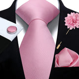 Top Quality Solid color Ties Hanky Cufflinks Brooch Set Elegant Jacquard Necktie For Men Business Wedding In Gift Box Gravatas