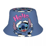 Unisex Kawaii Bucket Hats Funny Stitch Cartoon Accessories Bob Hat For Beach Headwear Lightweight