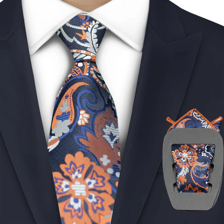 Luxury 7CM Mens Necktie Paisley Ties For Man Groomsman Jacquard Woven Gold Orange Color Neck Tie Business Party