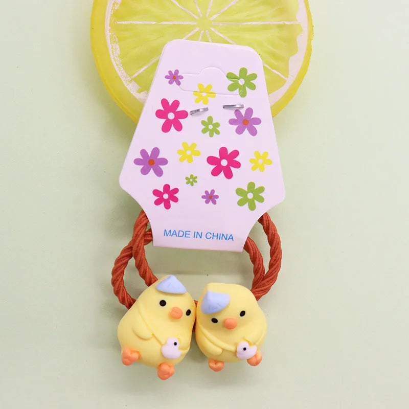 2 Pcs Lovely Little Chicken Children Elastics Hair Bands Hairpins Hair Clips Headwear Barrette Baby Girls Kids Hair Accessories