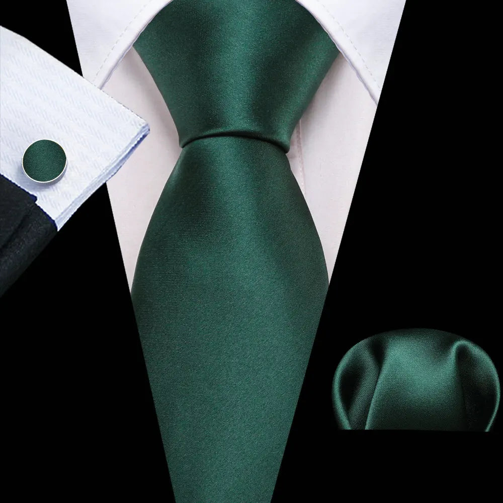 Fashion Luxury Green Silk Tie For Men Casual Formal Wedding Geometric Tie Barry.Wang NeckTies Hanky Cufflinks Set Business Gift