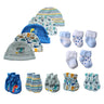 15Pieces New Born Gloves+Hats+Socks Sets Cartoon 100%Cotton Baby Boy Girl Headwear 0-12M Solid Color Infant Supplies Accessories
