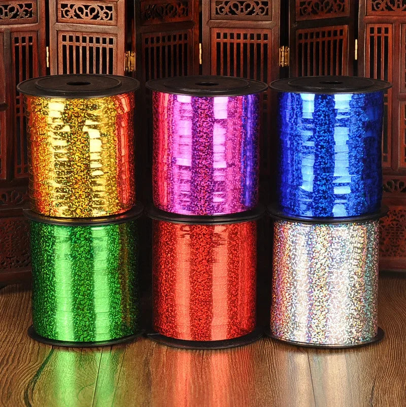 Balloons Ribbons Laser Ribbon for Party Decoration Birthday Gifts DIY Packing Wedding Decoration Foil Satin Ribbons Accessories