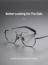 Trendy Men's Large size Titanium Frames Stylish, Double Bridge, Casual, Comfortable, Optical Prescription Eyewear for Men 07518