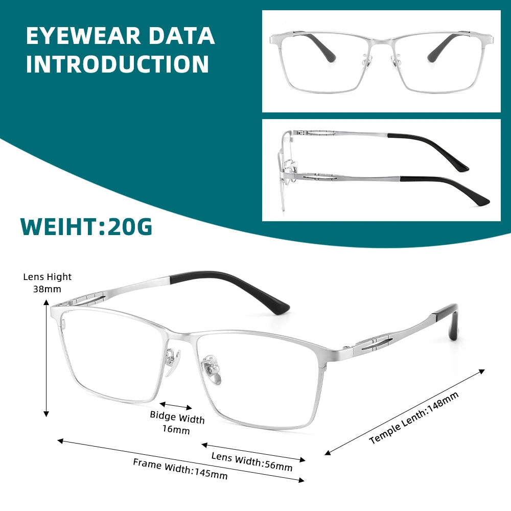 Pure Titanium Eyeglass frames Men Ultralight Square Men's Glasses Frames Business Decorative Eyewear Titanium Fake Eyepieces Men