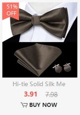 Hi-Tie Brand Silk Pre-tied Men's Bow Tie Hanky Cufflinks Set Bowtie for Male Jacquard Solid Paisley Floral Wedding Business Gift