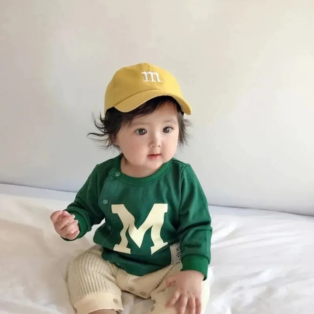 Girls Boy Adjustable Hat Children's Kid Baseball Cap Sunscreen Baby Hat Hip Hop M Letter Embroidered Kids Caps 1-6-8-12-15 Years