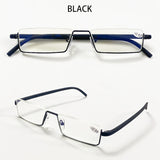 Men Women Metal Blue Light Blocking Reading Glasses with Case TR90 Half Frame HD Prescription Eyewear Presbyopia Diopter