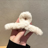 Winter Faux Fur Hair Claw for Women Elegant Acrylic Crab Barrette Hairpin Girl-Hair Accessories Furry Headwear Hair Claw Clip