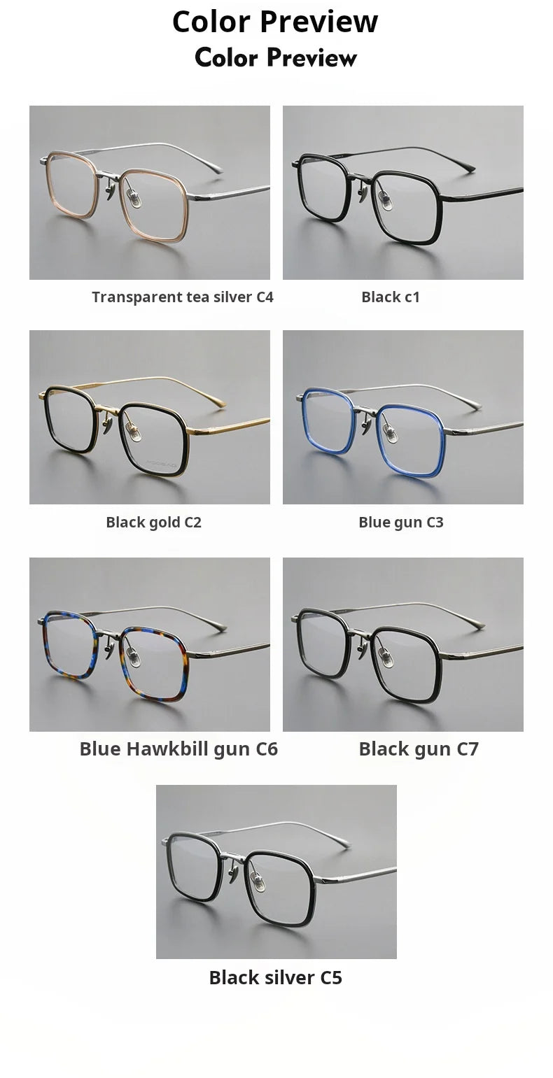 TFTB Retro All Pure Titanium Men's Glasses Luxury Square Small Framework Ultralight Optical Prescription Eyeglasses Frame 142mm
