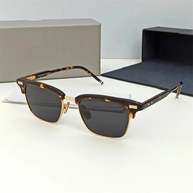 Men Square Business Titanium Acetate Glasses Frame Fashion Brand Designer Ultra-light Eyeglasses TB711 Sun Sunglasses Glasses