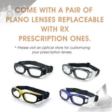Sports Glasses Lens Replaceable Slim Fit Light Weight Impact-Resistant Protective Goggles Basketball Soccer Volleyball Tennis
