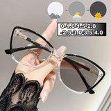 2025 Blue Light Blocking Myopia Glasses Women Men's Cat Eye Frame Photochromic Eyewear Minus Diopter Short-sight Eyeglasses