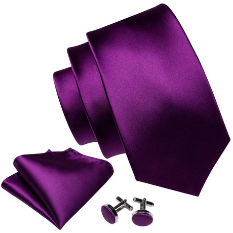 Barry.Wang Purple Lilac Lavender Silk Mens Tie Handkerchief Cufflink Set Jacquard Floral Necktie for Male Wedding Business Party