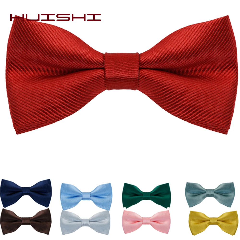 HUISHI Bow Ties For Men Solid Stripe Black Pearl White Bowtie Elegant Mans Bussiness Wedding Party Accessories Butterfly Bow