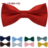 HUISHI Bow Ties For Men Solid Stripe Black Pearl White Bowtie Elegant Mans Bussiness Wedding Party Accessories Butterfly Bow