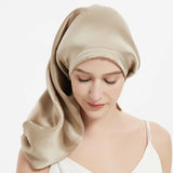 100% Mulberry Silk Sleep Cap for Long & Curly Hair Nightcap with Adjustable Hair Wrap for Woman