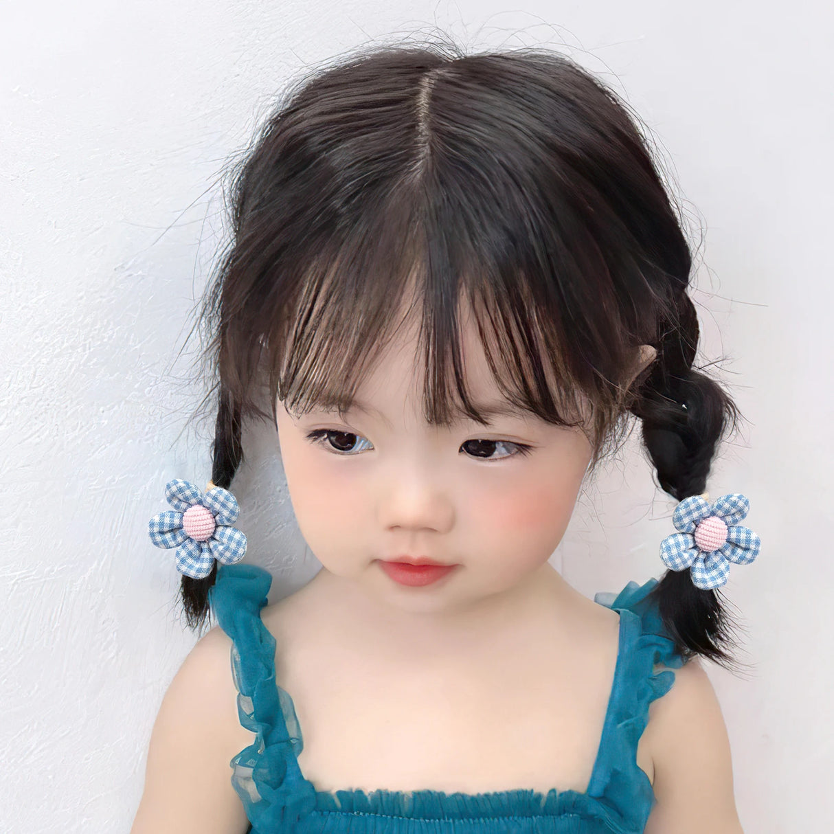 10Pcs/Set Girls cute Hair Loop Childrens Hair Ties with Flowers Elastics Ponytail Holders Pigtails Rubber Band Hair Accessories