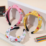 Knotted Wide Headbands Diadem For Back To School Pearls Pencil Hair Bands Kids Head Hoop Girls Children Daily Tiara Accessories