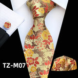 Floral Pink Silk Ties Set For Men Wedding Party Neck Tie Set Handkerchief Brooch Cufflinks Men Accessories High Quality Gravata