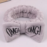 Letter OMG Headbands for Women Girls Bow Wash Face Turban Makeup Elastic Hair Bands Coral Fleece Hair Accessories