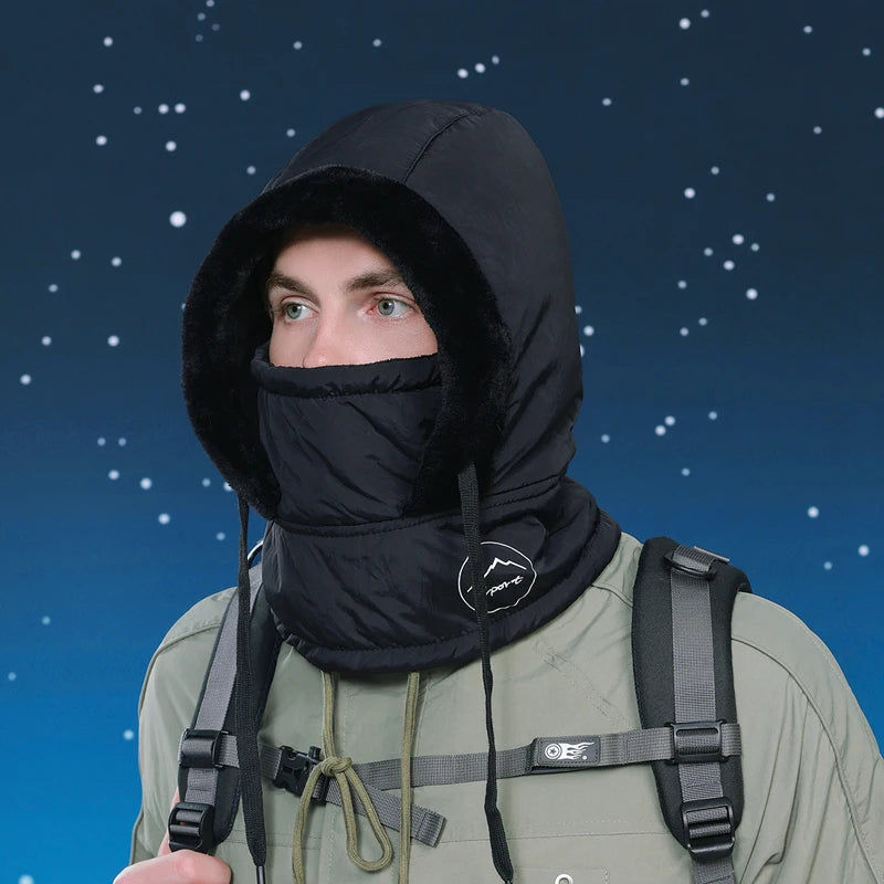 Plush Warm Hat Thickned Beanies Cap Outdoor Windproof Scarf One-Piece Hat Hood Cover Fleece Hat for Cycling Running Waterproof