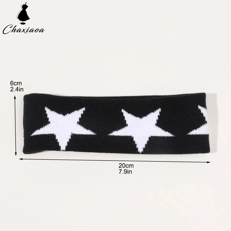 Star Embroidery Sports Headband for Running, Cycling, Yoga | Black Headbands for Women No Slip Soft Hair Accessories