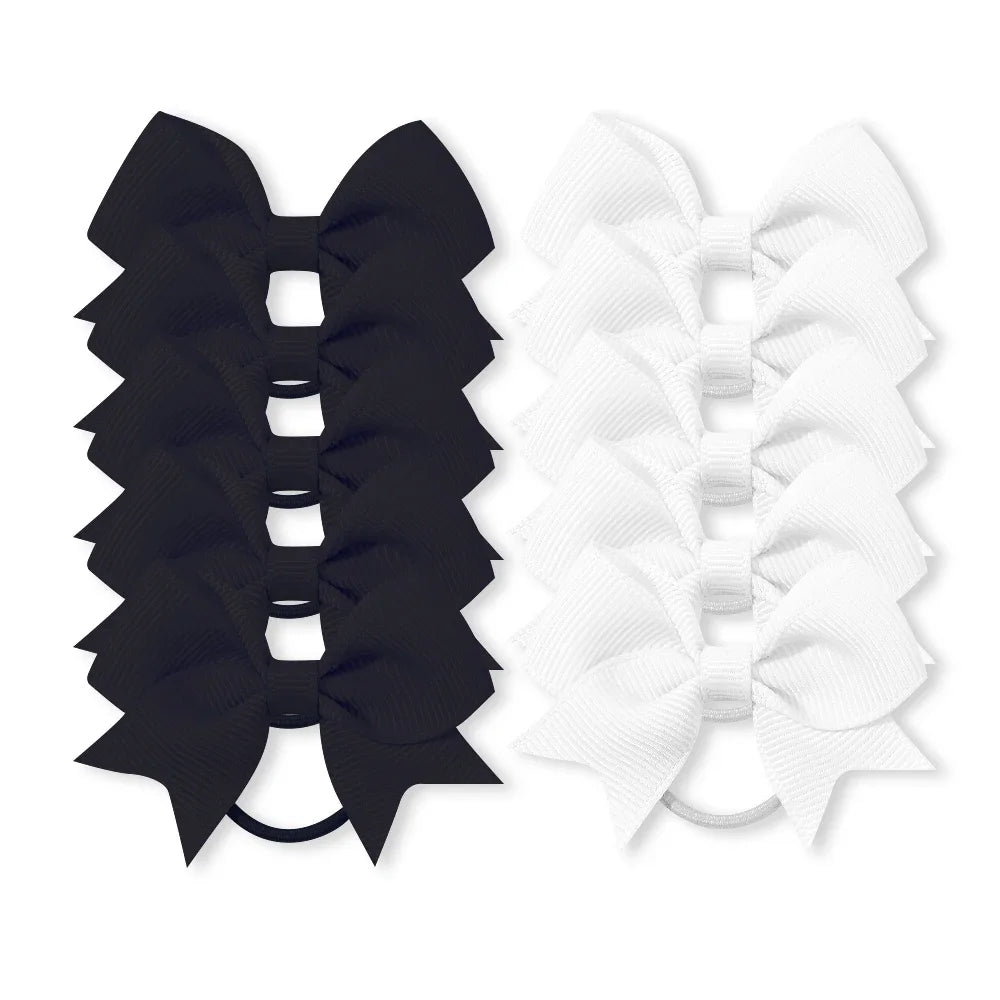 10Pcs/lot Grosgrain Ribbon Pigtail Hair Bows Elastic Hair Ties Hair Bands Holders Girls Baby Hair Accessories for Baby Infants