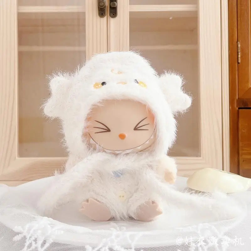 Mini Doll Clothes Winter Clothes Set One-piece Sweater Hat Scarf Clothing Gift Labubu Outfit Accessories For 17cm Labubu V1 V2