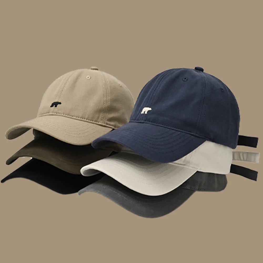 Four Seasons Versatile Polar Bear Pattern Embroidered Baseball Hat Men's and Women's Fashion Hip Hop Hat Outdoor Sunscreen Hat
