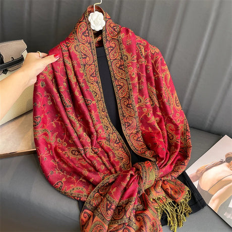 Luxury Brand Autumn Cashmere Pashmina Shawl Lady Wrap Warm Winter Scarves Design Print Female Foulard Cotton Stoles Scarf 2023