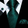 Luxury Silk Mens Ties Set Black Green Leaves Floral Neck Tie Handkerchief Cufflinks Set Wedding Business Party Barry·Wang 5938