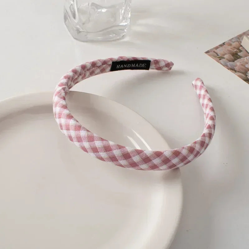 Spring Summer Women Colorful Head Hoop Princess Girls Sweet Plaid Cloth Headbands for Children Daily Headpiece Hair Accessories