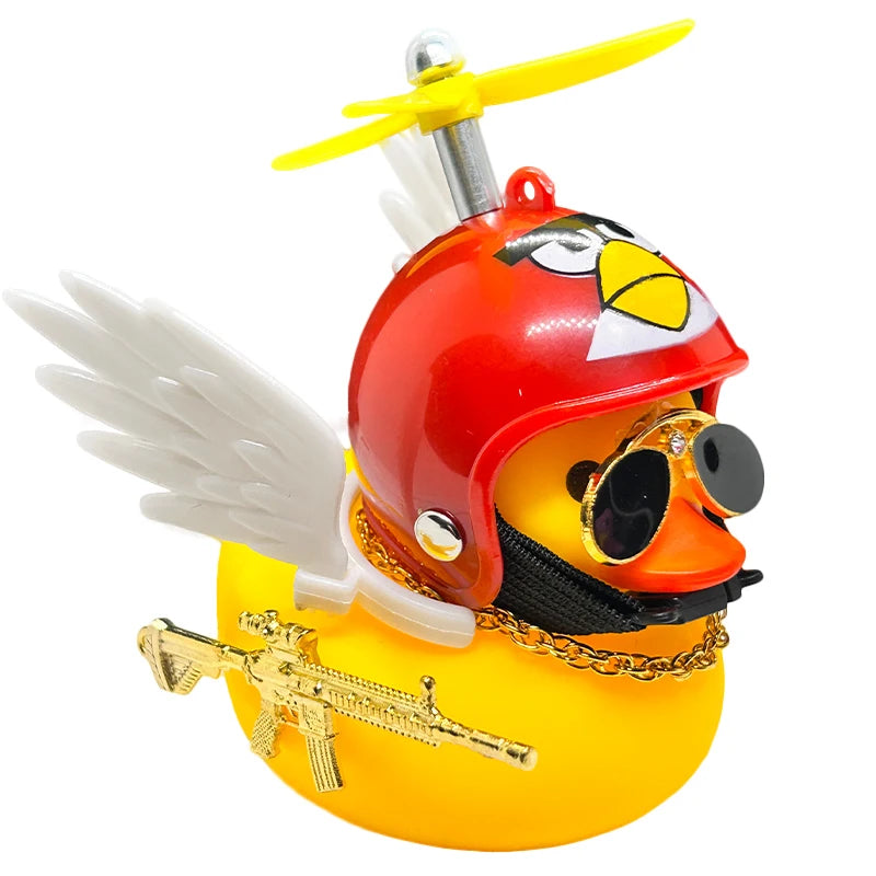 Car Duck Auto Interior Decoration Car Ornaments Rubber Duck With Helmet Bicycle Road Bike Motor Kids Toy Bike Accessories