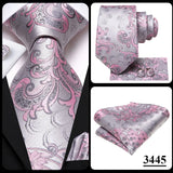 Hi-Tie Solid Rose Pink Coral Paisley Mens Silk Wedding Tie Fashion Design Necktie For Men Quality Hanky Cufflink Business Party