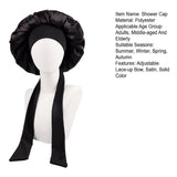 Women Shower Cap Sleeping Satin Bonnet Lace-up Bow Waterproof Women Braids Curly Night Hat Beauty Parlor Cap Salon Hat