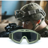 Outdoor Airsoft Tactical Goggles 3 Lenses Wind and Dust Resistant Shooting Motocross Mountaineering Glasses CS Safety Protection
