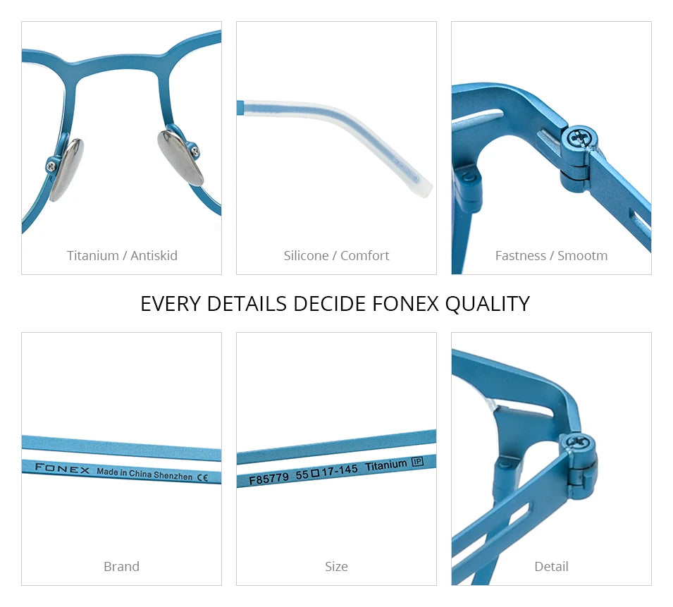 FONEX Titanium Glasses Frame Men New Brand Design Square Eyewear Ultralight-Weight Japanese High Quality Eyeglasses Frames 85779