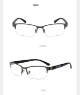 Men's Blue Light Blocking Reading Glasses Vintage Retro Metal Half Frame Eyeglasses Unisex Classic Business Eyewear Presbyopia