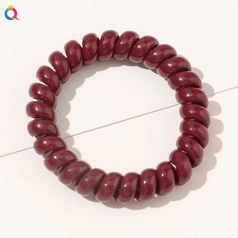 High Elasticity Telephone Coil Hairbands Women Spiral Hair Ties Girls Hair Rings Rope Solid Color Hair Accessories Gum Scrunchy