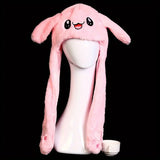 Women's Cute Beanies Hat Animal Rabbit Ears Glowing Moving Short Plush Warm Skullies Cap Autumn Winter Outdoor Travel Casual Hat