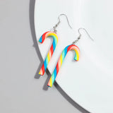 1 Pair Candy Cane Earrings Ladies Girls Christmas Ornaments Accessories Jewelry Gifts