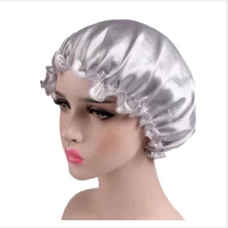 Satin Bonnet  Sleeping Cap Double Color Ding Big Lace Nightcap Extra Large Round Cap Hair Care Hair Shower Caps
