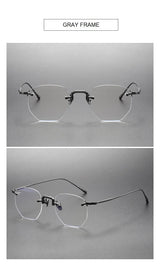 EYELUYAN Prescription Glasses 1.61 MR-8 Anti Radiation Aspheric Lens Myopia Optical Rimless Eyeglasses Pure Titanium Frame