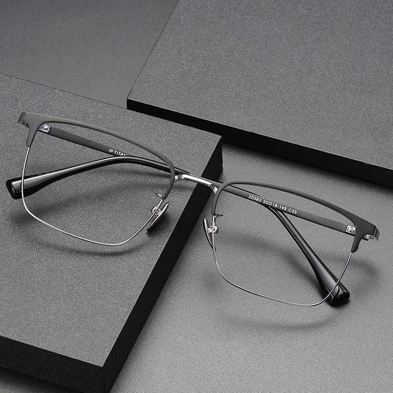 FIRADA Fashion Comfort Glasses Retro Luxury Titanium Square Eyewear Optical Prescription Eyeglasses Frame For Men Women 20363-C
