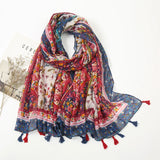 Fashion Printed Leopard Scarf Female Spring Muslim Women Hijab Scarves Tassel Large Size Headband Handkerchief Women's Bandana