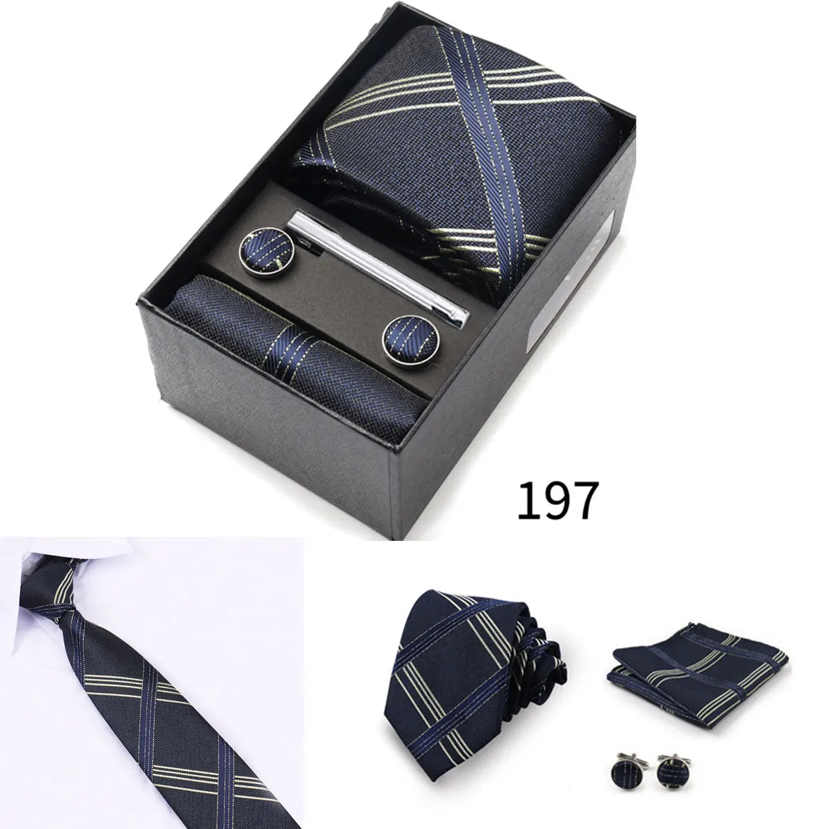 Men's Tie Gift Box With Neckties Handkerchiefs Cufflinks Tie Clips 6-Piece sets Group Business Wedding Festival Formal Ties