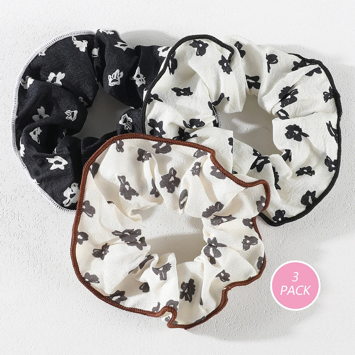 3/4Pcs Sweet Printed Elastics Hair Bands Women Girls Simple Scrunchies Korean Pink Mesh Hair Ties Ponytail Hair Accessories