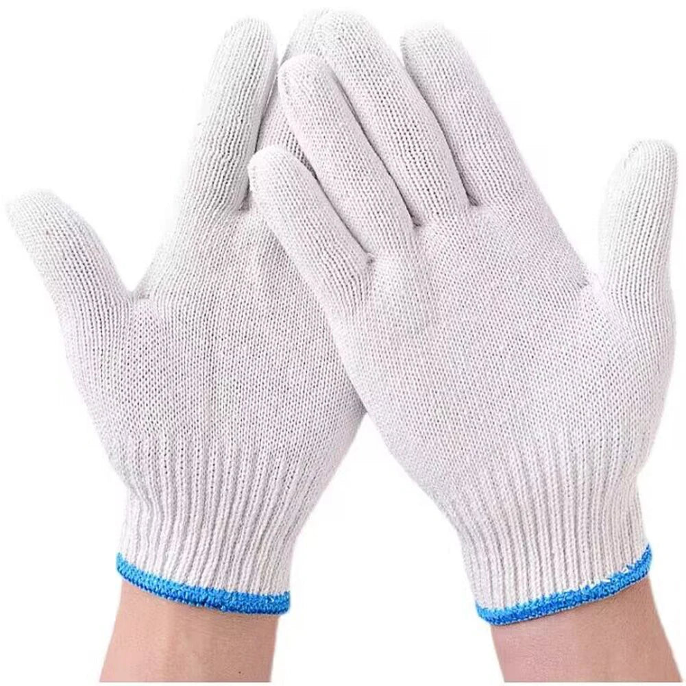 12 Pairs Wear-Resistant Work Gloves Women Men Material Cotton Yarn Anti-Skid Knit Mitten For Labor Protection Gardening